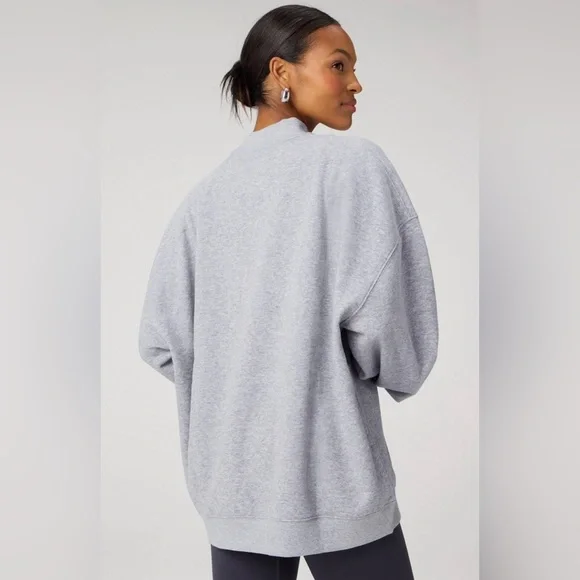 Fabletics Terry Oversized Mock Neck Sweatshirt | XXS | NWT | Gray Heather - Picture 3 of 10